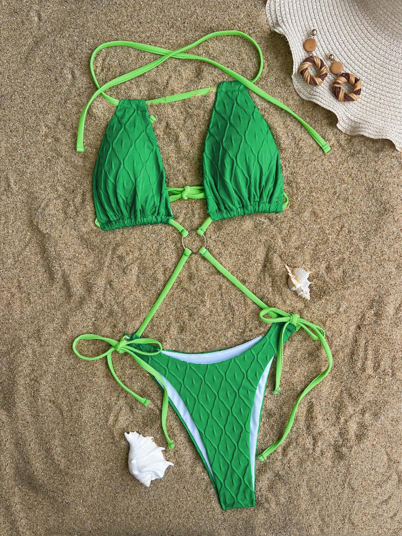 Bikini Backless Swimsuit Europe And The United States Sexy Swimsuit Women Strap Swimsuit Solid Color