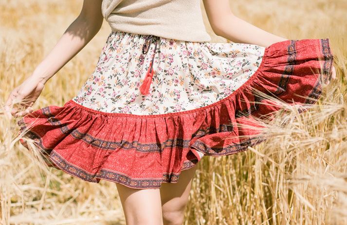 Summer Fashion Casual Floral Skirt Slimming Peplum Bottom Short A-line Skirt