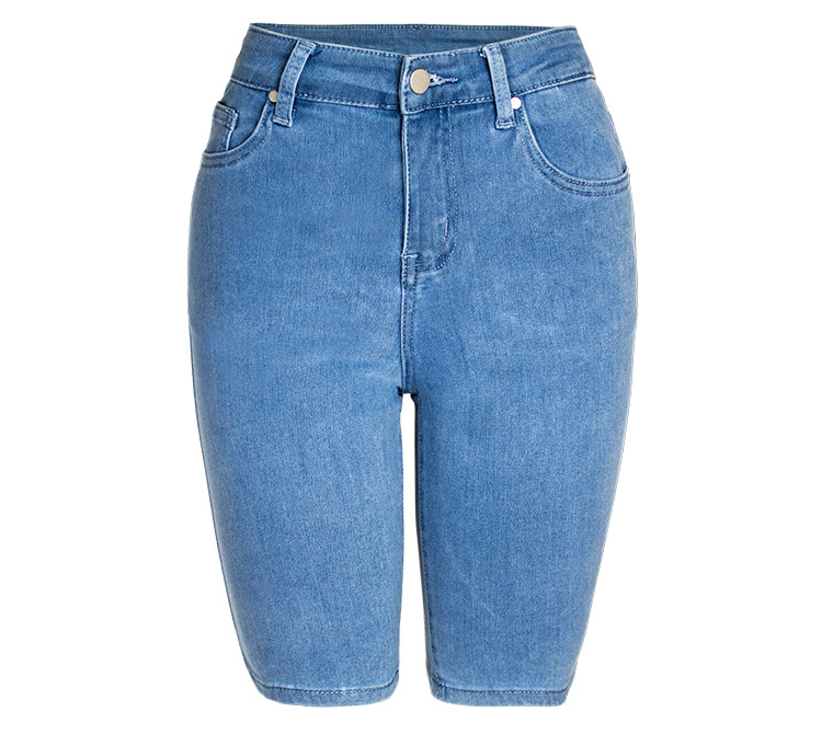 Elastic Light Colored Denim Medium Pants Women Summer Quarter Pants Jeans Women