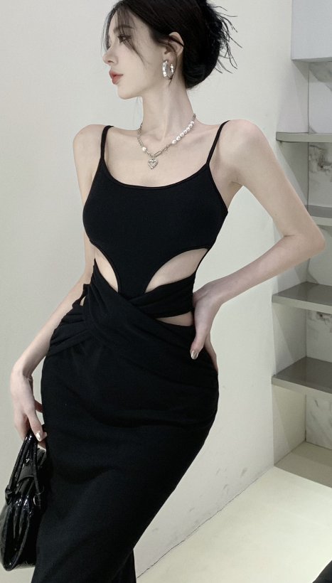 halter hollow dress Momyknows Chic Green Leaves Hollow Out Crochet Backless Halter Neck  Maternity Photoshoot Maxi Dress main image 1