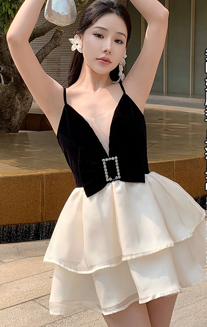 Velvet Strap Dress 2023 Bow Skirt Ballet Style To Wear With Pompadour Skirt