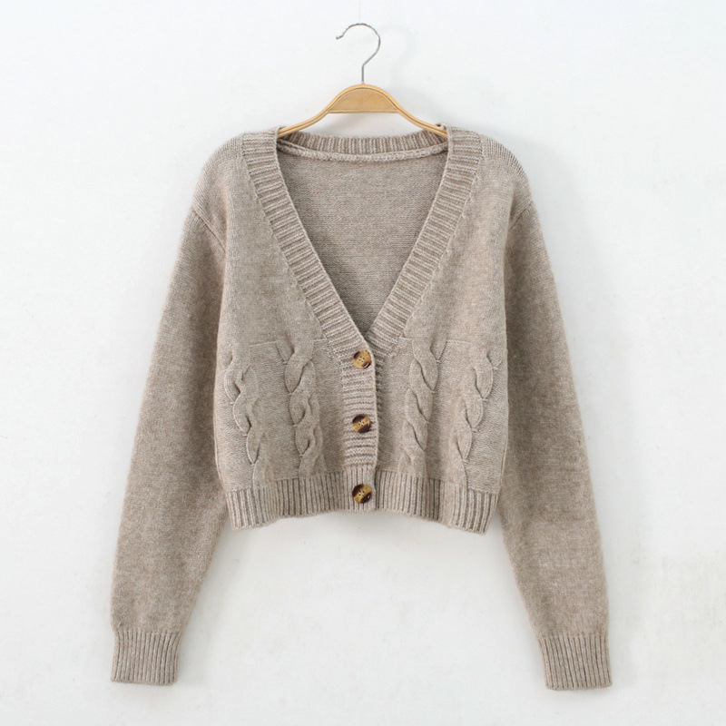 Spring And Autumn Korean Version Slim Knit Cardigan Twist Small Coat