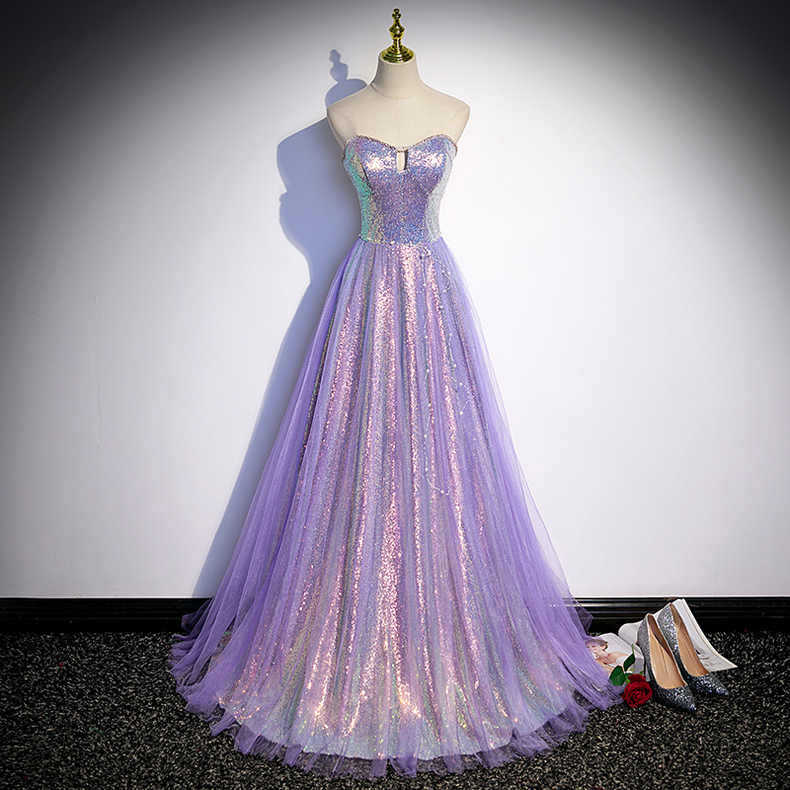 Purple Chest Glitter Evening Dress Female Light Luxury Niche High-end Host Solo Vocal Music Test Costume