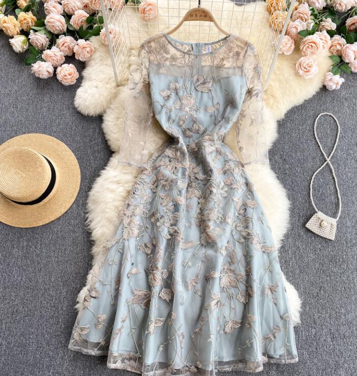 Heavy Embroidery Gauze Dress Dress Socialite Noble Elegant Temperament Women's High-end Dress Female Summer