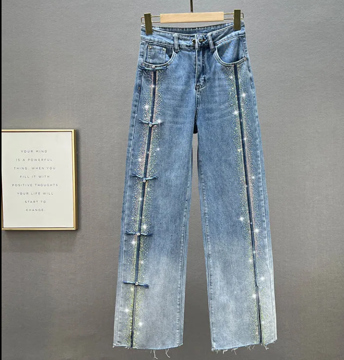 Drill Jeans Women Wide Leg Pants 2023 Spring High-waisted Loose Thin Mop Trousers Long Pants