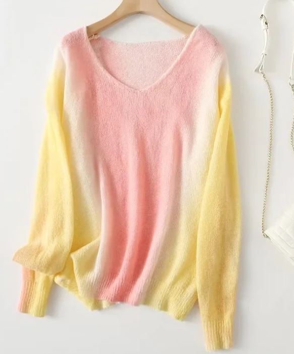 Smudged Thin Knit Long-sleeved Top