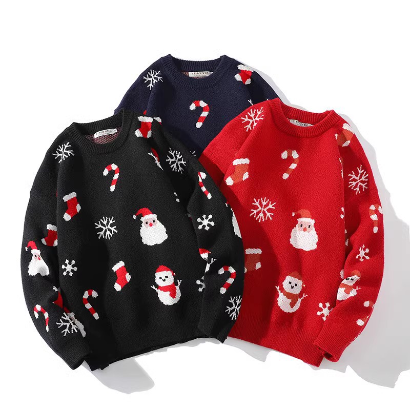 Sweater Large Size Santa Print Loose Couple Knit Men's Coat
