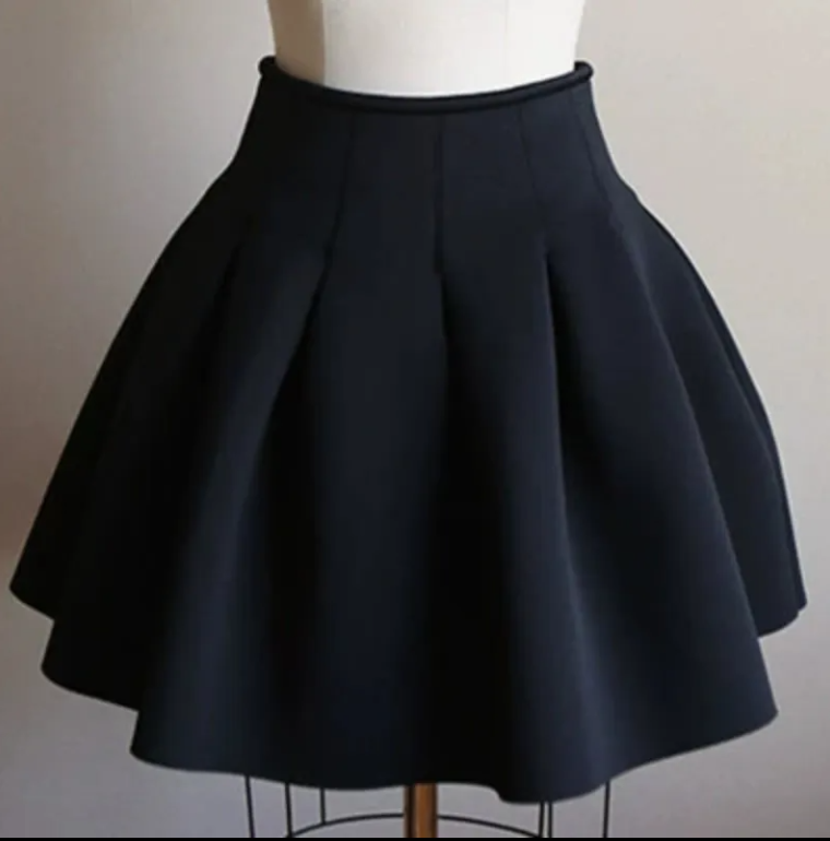 Autumn And Winter Korean Version High-waisted Slimming Bottom Short Skirt Women's Half Skirt Pleated Skirt Black Space Cotton Pongpong