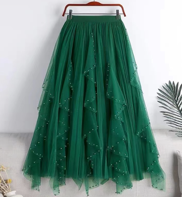 Distribution Belt Skirt Female 2023 Medium Long Thin A Word Pleated Skirt High Waist Organ Skirt