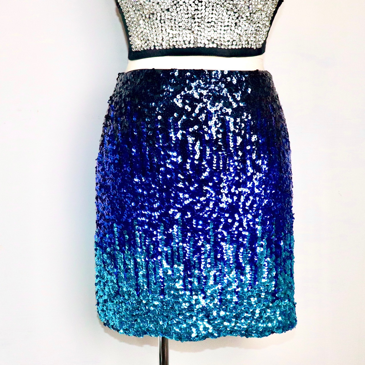 High-waisted Slim-fit Gradient Sequin Skirt Sexy Nightclub Sparkle Slimming Hip Wrap One-step Dress