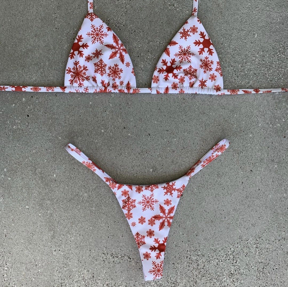 Christmas Bikini Christmas Gift Printed Swimsuit Women's Tie Pool Swimsuit Two-piece Set