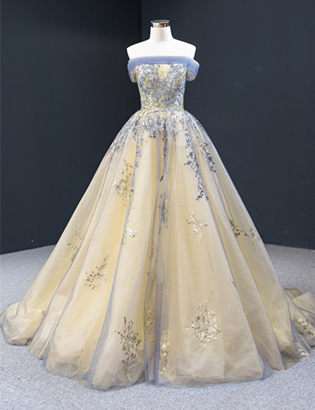 Wedding Dress 2023 Bridal Solo Pommel Dress Host Dinner Dress Line Shoulder Temperament Queen Wedding Dress