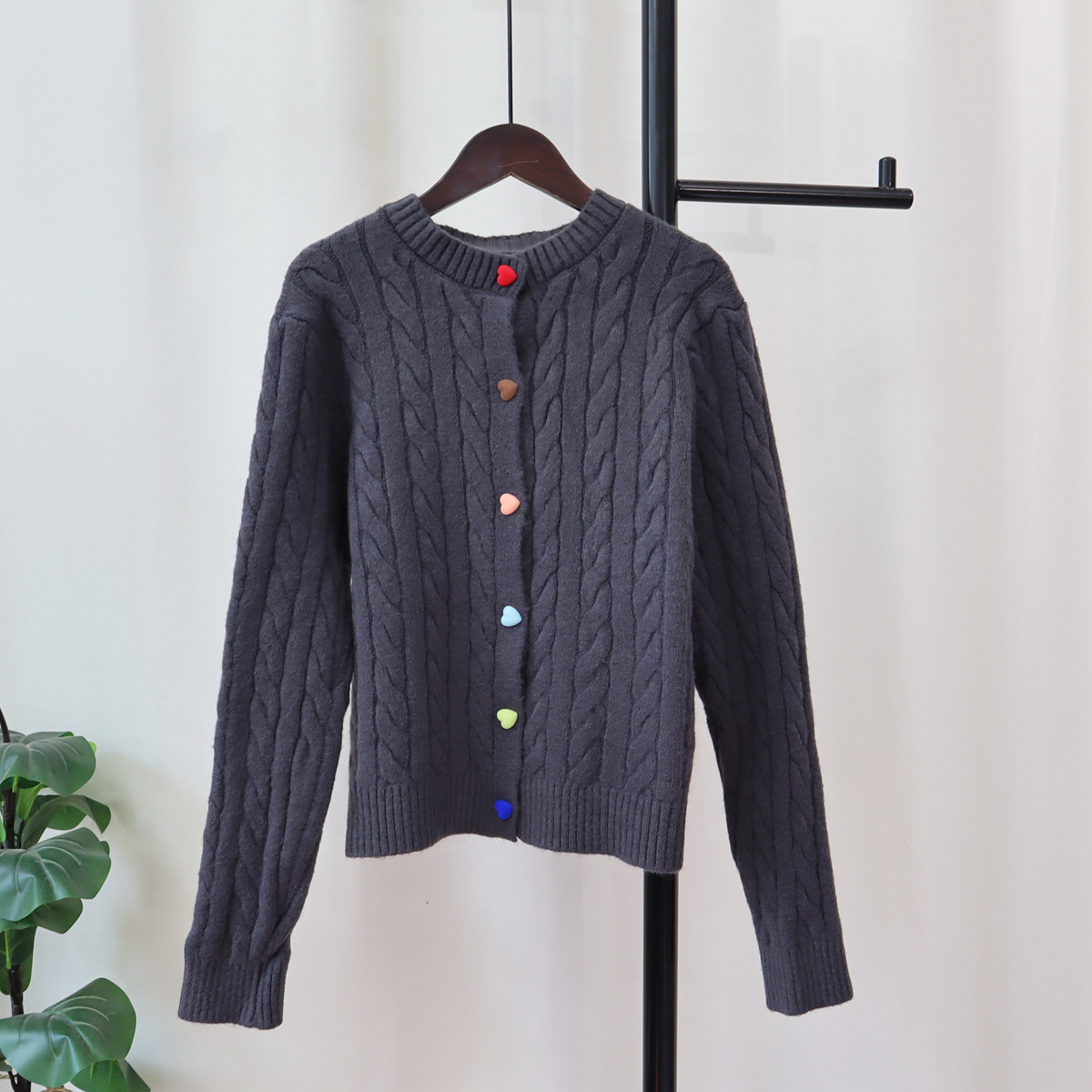 Love Heart Button Sweater Coat 2023 Autumn And Winter Loose Soft Waxy Bottom Knit Cardigan