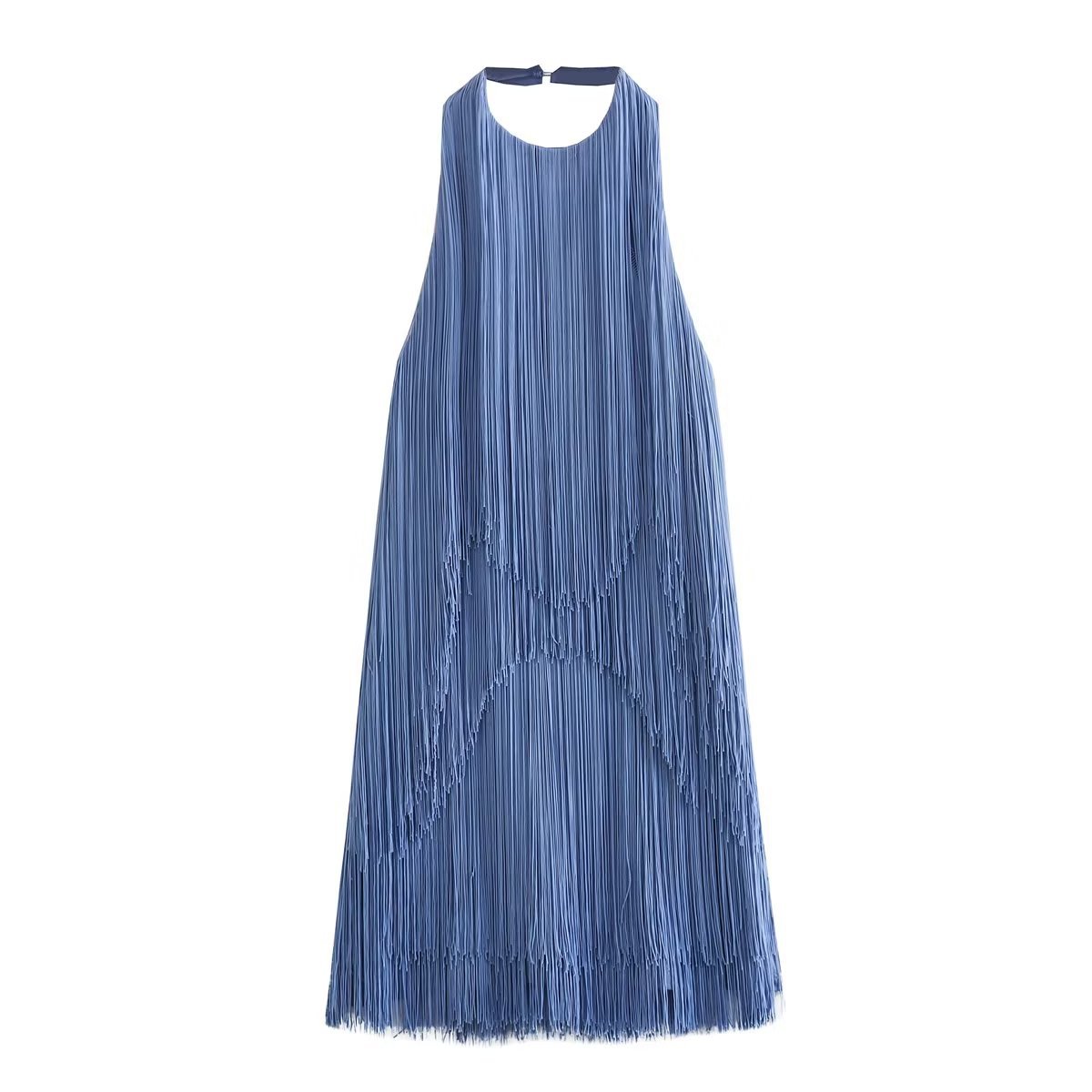 Women's Summer Temperament Fashion Halter Sleeveless Fringe Skirt Dress
