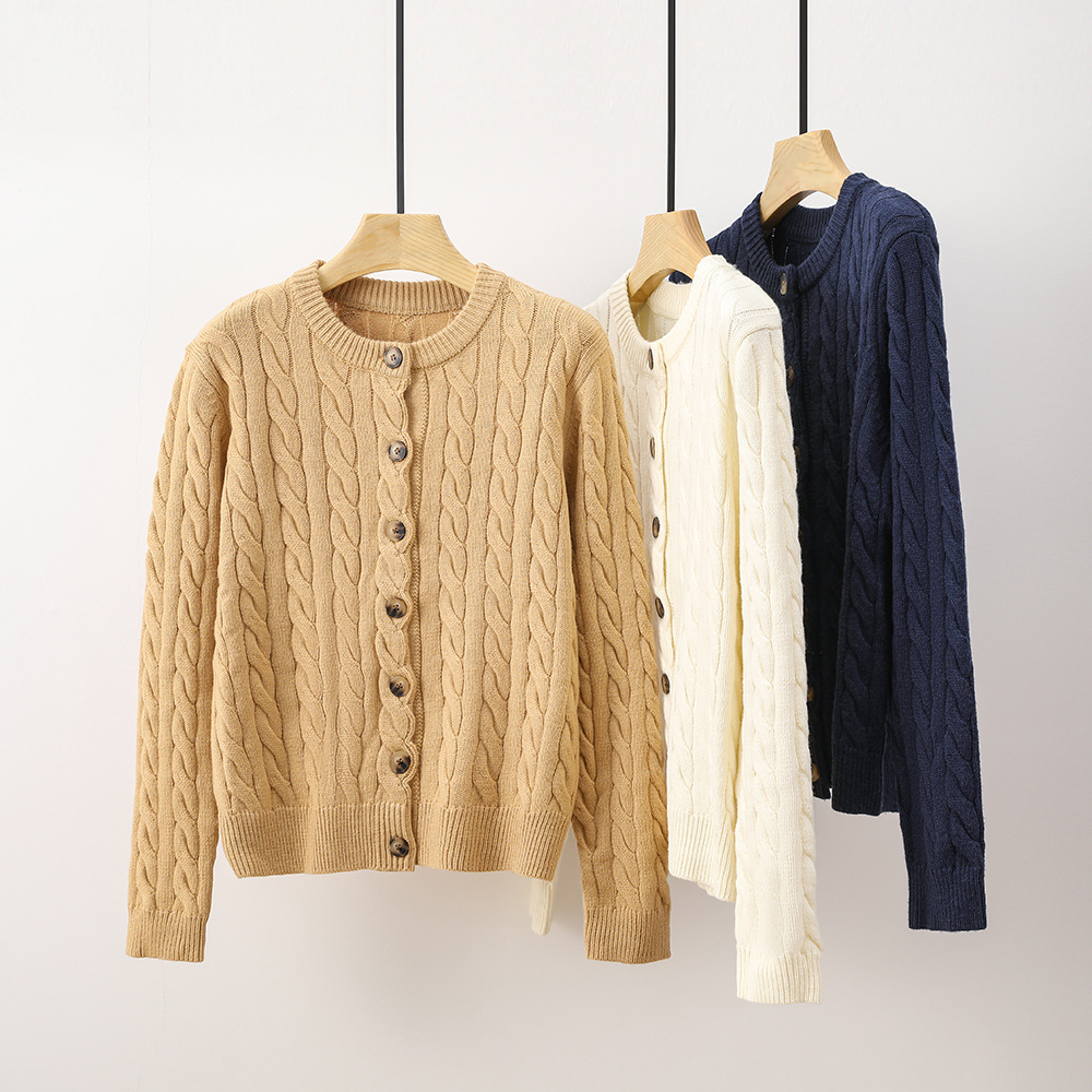 Cardigan Autumn/winter Gentle Wind Sweater Coat Art-style Vintage Twist Sweater Sweater Sweater Cardigan Sheep Women's Knitwear