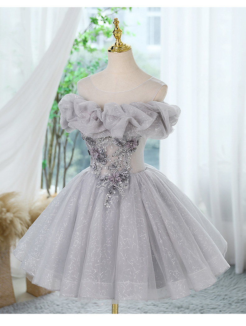 Birthday Party Fairy Adult Gift Short Short Short Stature Wedding Dress Homecoming Dress Grey Dress