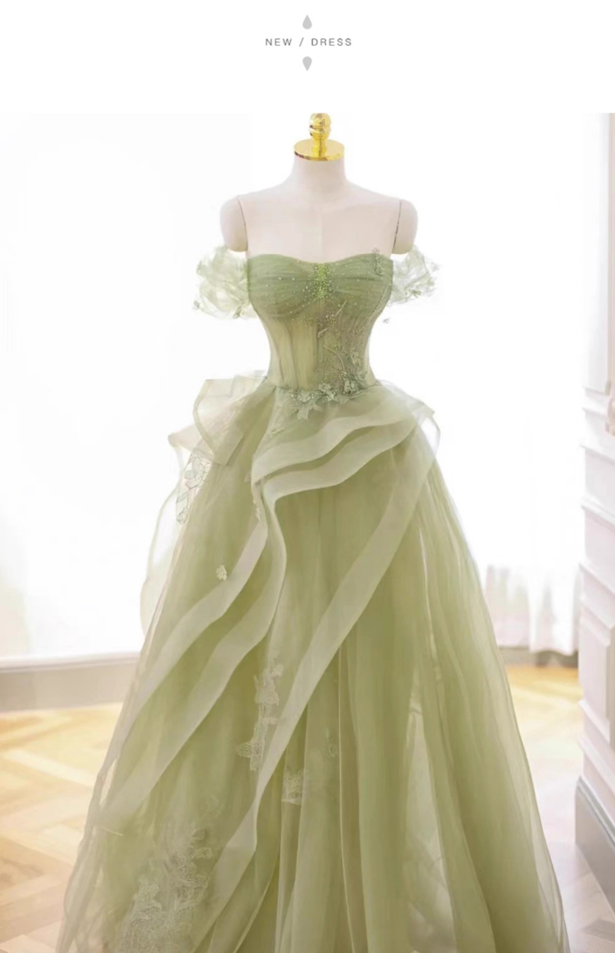 Green Strapless Forest Style Evening Gown With A Sense Of Luxury 2024 Host Annual Meeting Hosting Performance Dress For Summer