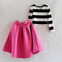 Cute Stripes Top And High Waist Cute Skirt High Quality