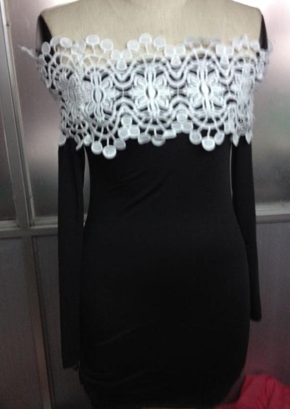 Autumn Winter Spring Long Sleeve White Lace Collar Dress A Word