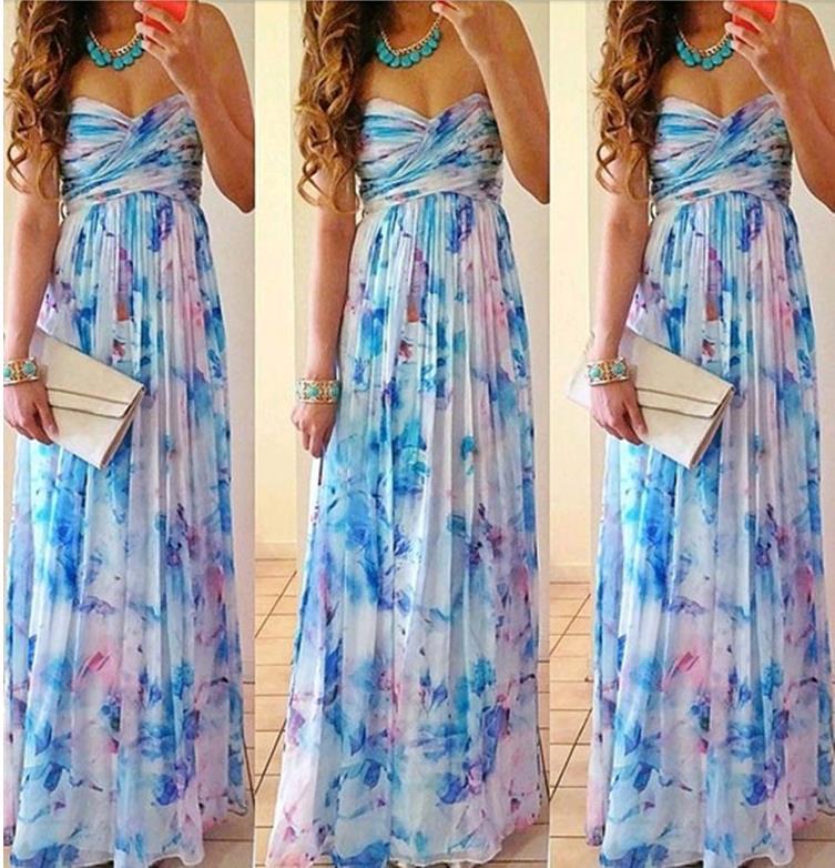 Floral Strapless Maxi Dress on Luulla