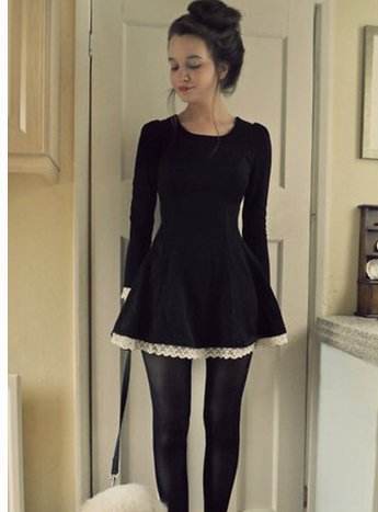 Fashion Black Long Sleeve Nice Dress