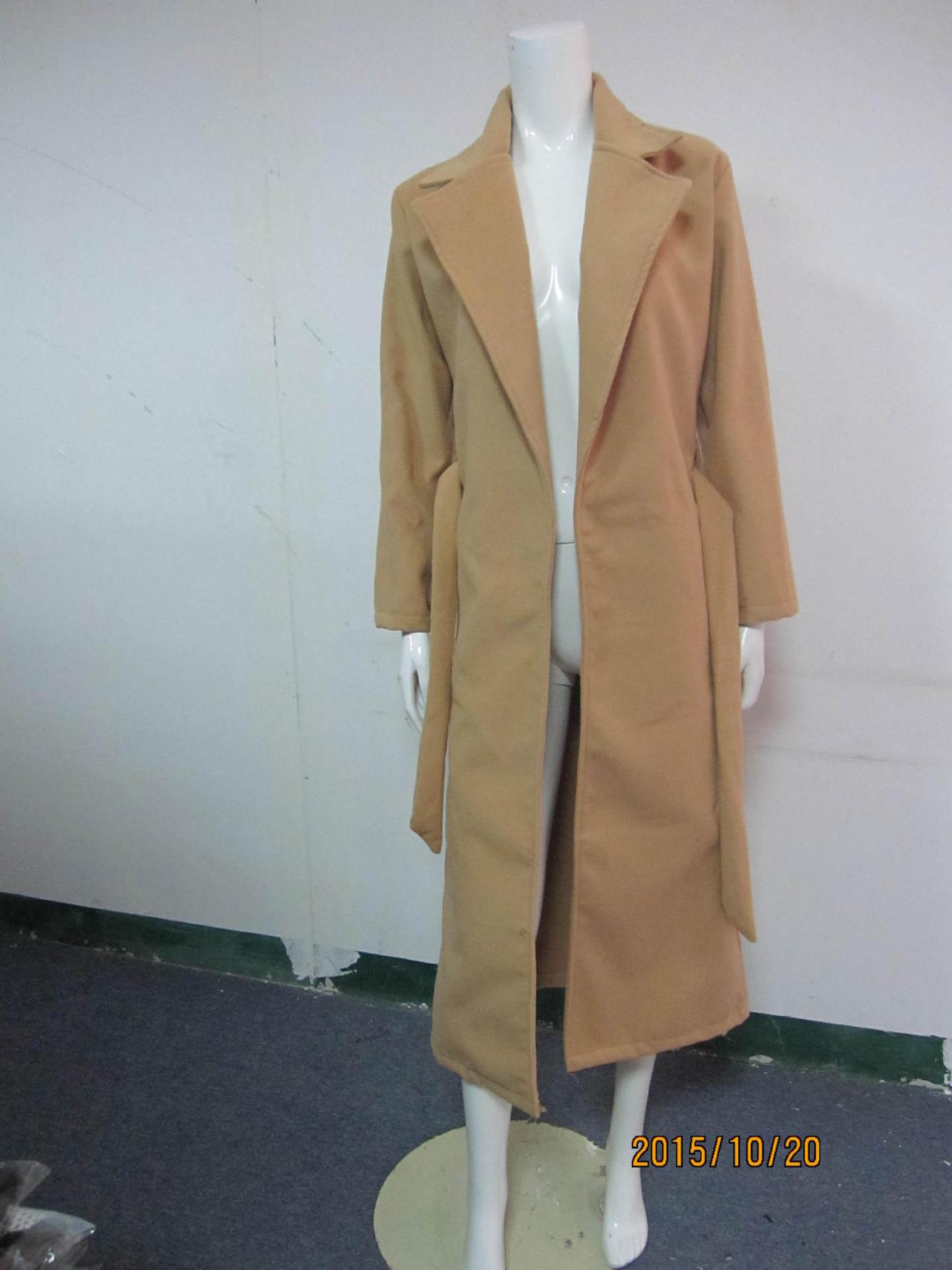 Pure Color Cloth Coat Long Dress Coat