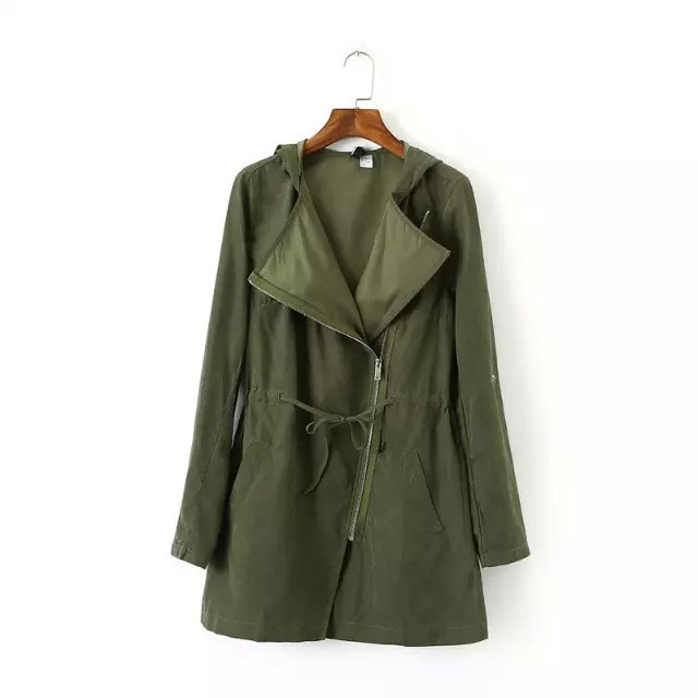 Green Show Thin Coat Lapel Rope Loose Tarmac Trench Coat Lowest Price