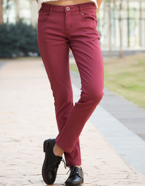 Fashion Red Jeans Warm And Show Body