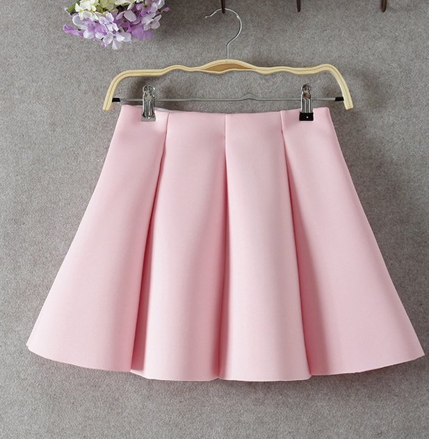 Pink High Rise Short Ruffled Skater Skirt