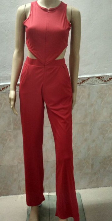 Fashion Red Hole Jumpsuit
