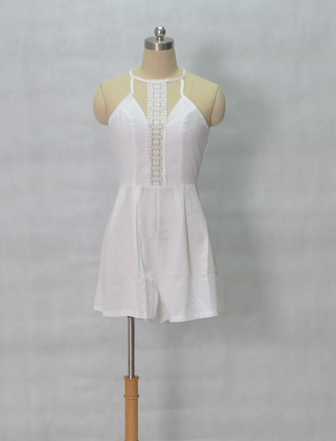 Soluble Lace Stitching Chiffon Sexy Suspenders Piece Romper