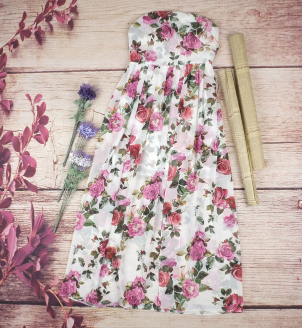 Irregular Printing Style Elegant Strapless Dress