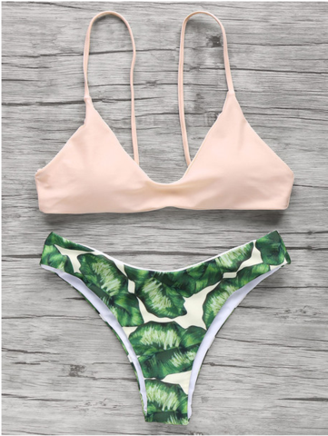 Green Leaf Bottom Two Piece Bikini