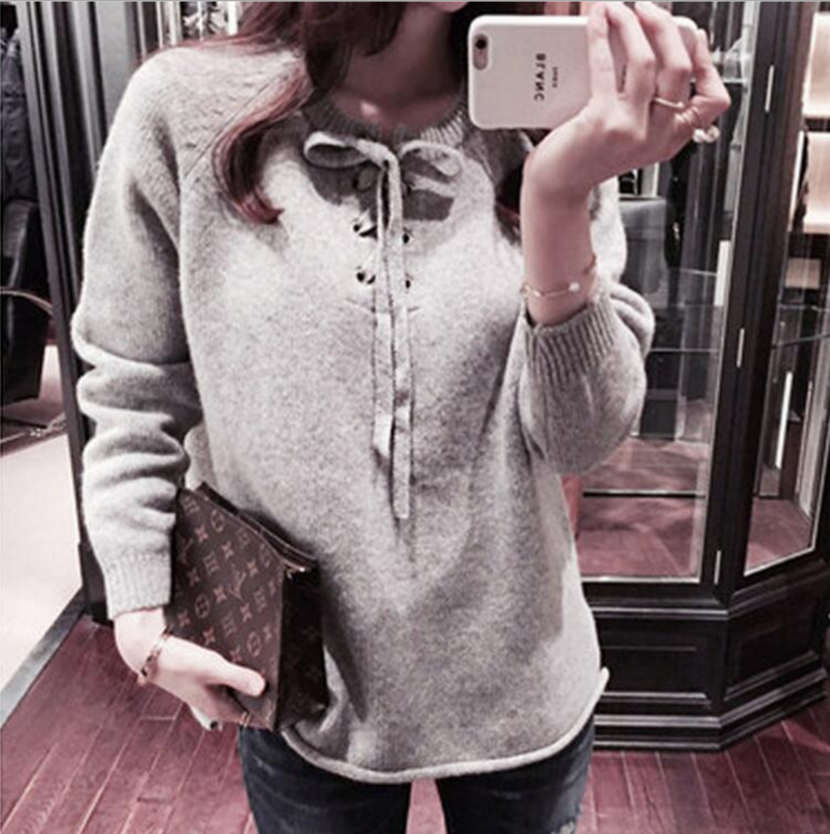 Winter Lace Long-sleeved Sweater Hedging Loose Sweater Female Loose