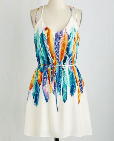 Colorful Printing Waist Harness Dress