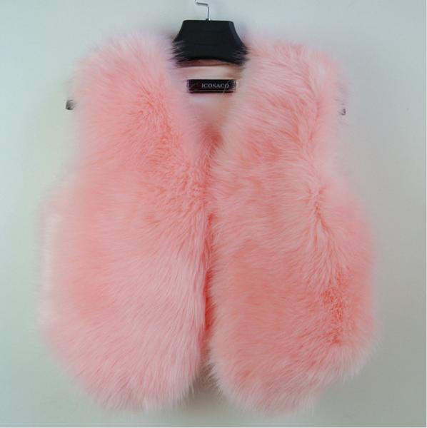 Artificial fur vest coat flush Pink