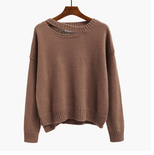 Long Hollow Short-sleeved Women Loose-fitting Sweater