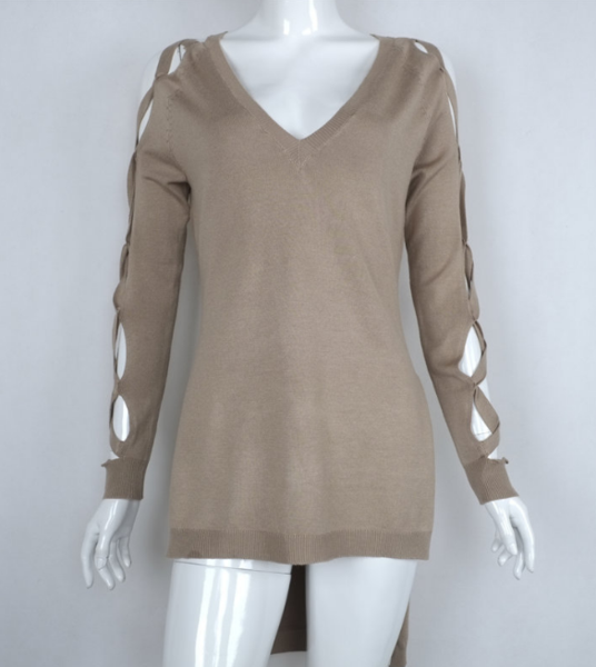 Autumn Sweater Long-sleeved Belt Split