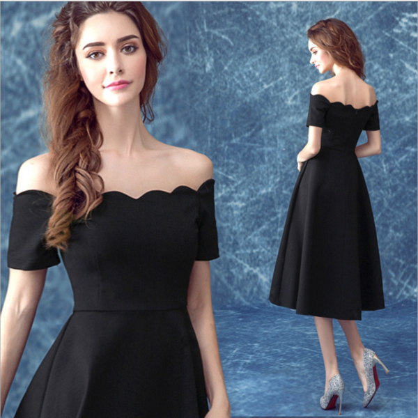 Black Dress Small Formal Attire Of A Word Shoulder Black