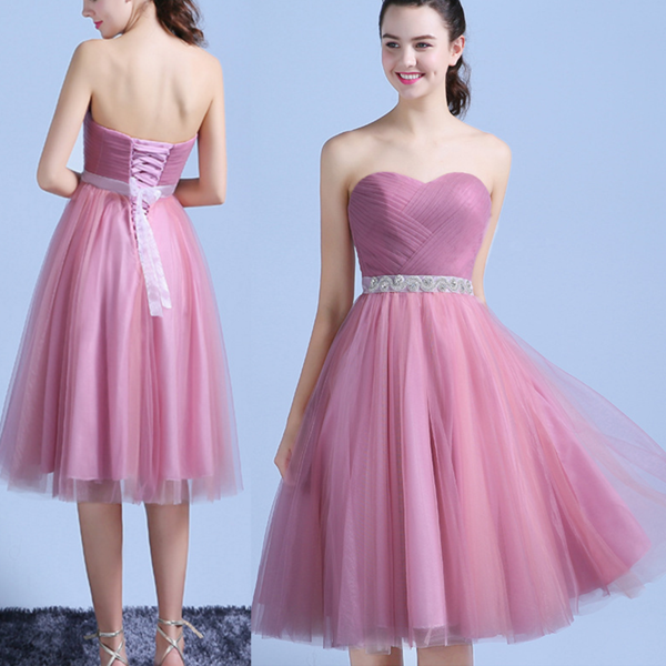 The Heart-shaped Small Formal Attire That Wipe A Bosom In The Chiffon Long Dress Bridesmaid Dresses Pink