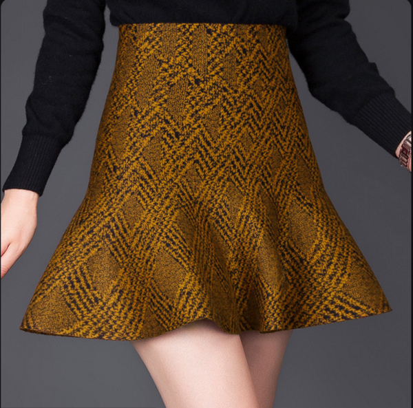 Jacquard Knit Skirt Skirt Skirt Skirt Yellow