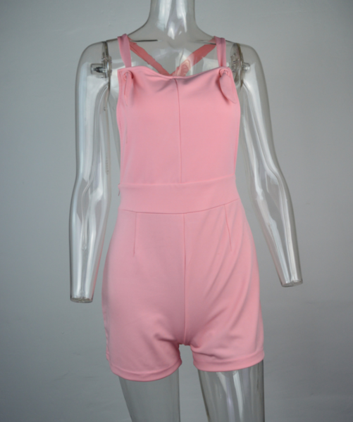 Casual Strap Shorts - Double Shoulder With Candy Colored Pants Pink