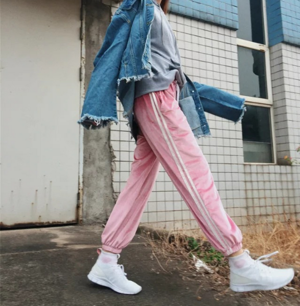 Fashion Leisure Satin Convergent Feet Pants Pants (6 Color) Pink