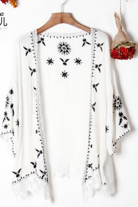 Fashion Holiday Style Embroidery And Suntan Shirt