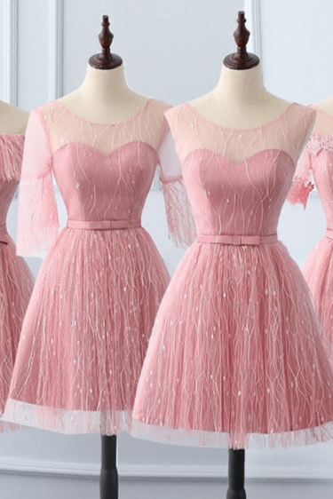 Fashion Bridesmaid Dress Thin Sister Dress Skirt Evening Dress Pink Dress