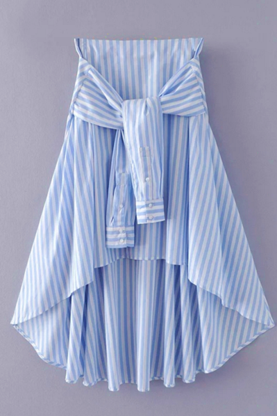 Summer Women's High Waist Stripes Irregular A Word Skirt