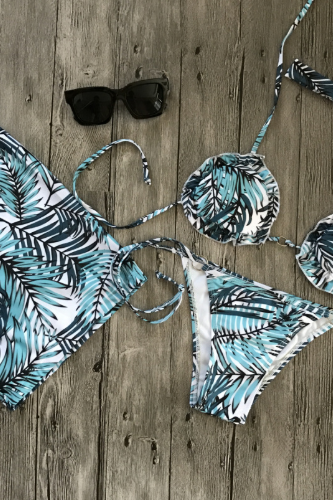 Bamboo print couples swimwear women's sexy tie bikini men's trend beach pants