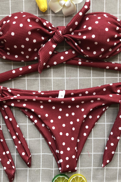 Women&amp;#039;s Swimsuit Style Dot Print Sexy Bikini Split