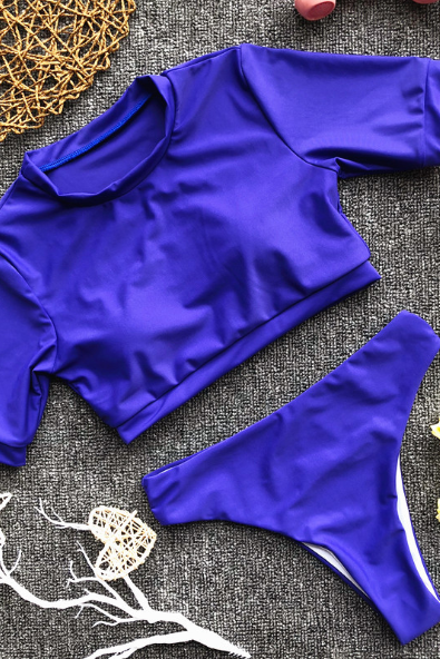 BBB 0 sport series bikini new short-sleeved swimsuit with high waist