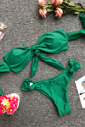 Pure color swimsuit new bind even sleeve ms bikini sexy swimsuit